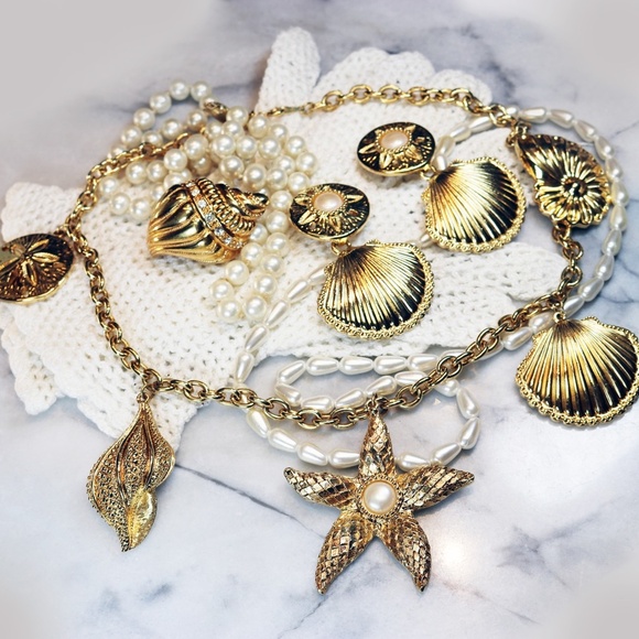 VINTAGE 1992 KENNETH JAY LANE SEASHELL SCARF SLIDE - Picture 11 of 12